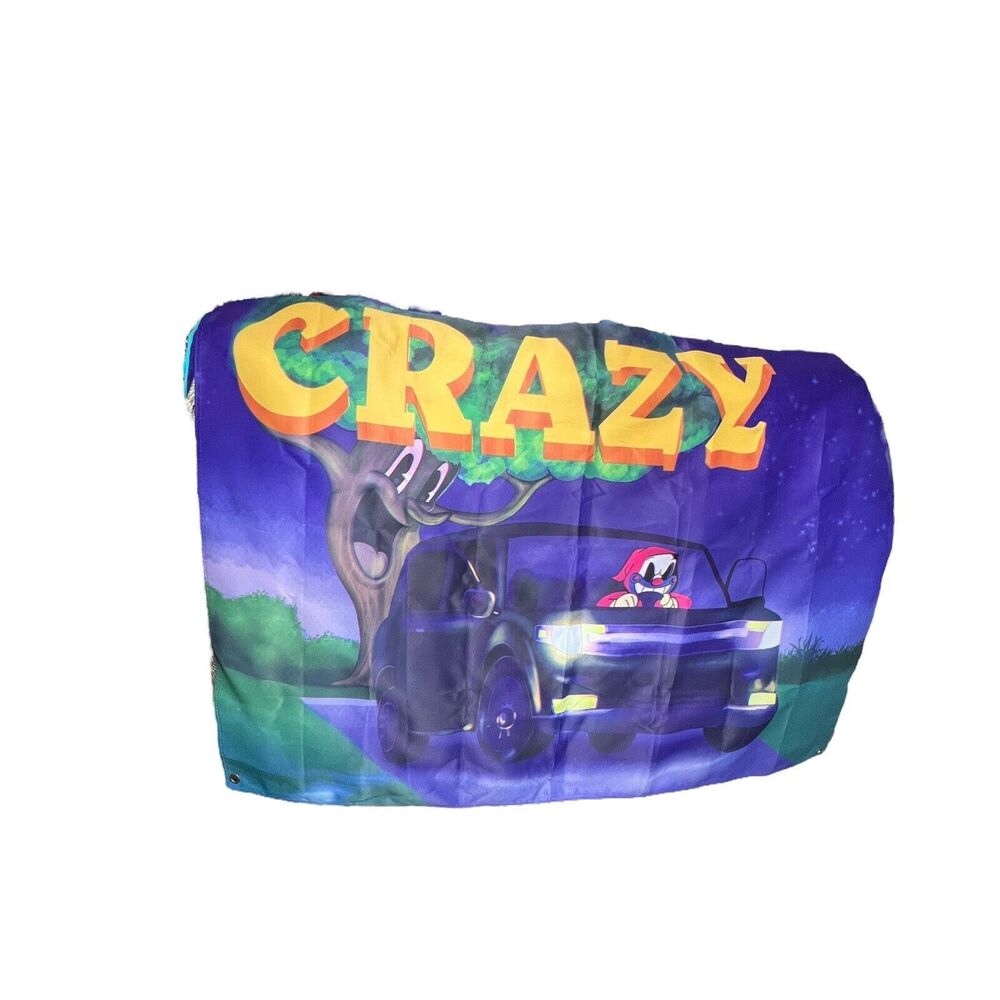 Spooky CRAZY Flag Decor 4'x3' Sheer Nylon‎ Halloween Design Duck Happy Tree Car